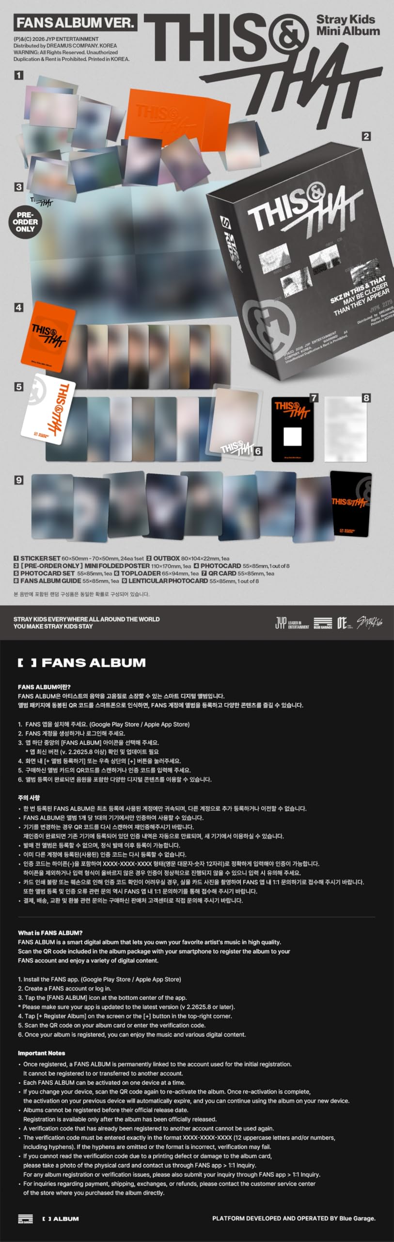 Juego de 3 versiones: 1 álbum estándar + 1 & + 1 fans) SKZ Stray Kids THIS & That 10th Mini Album TNT & T & T