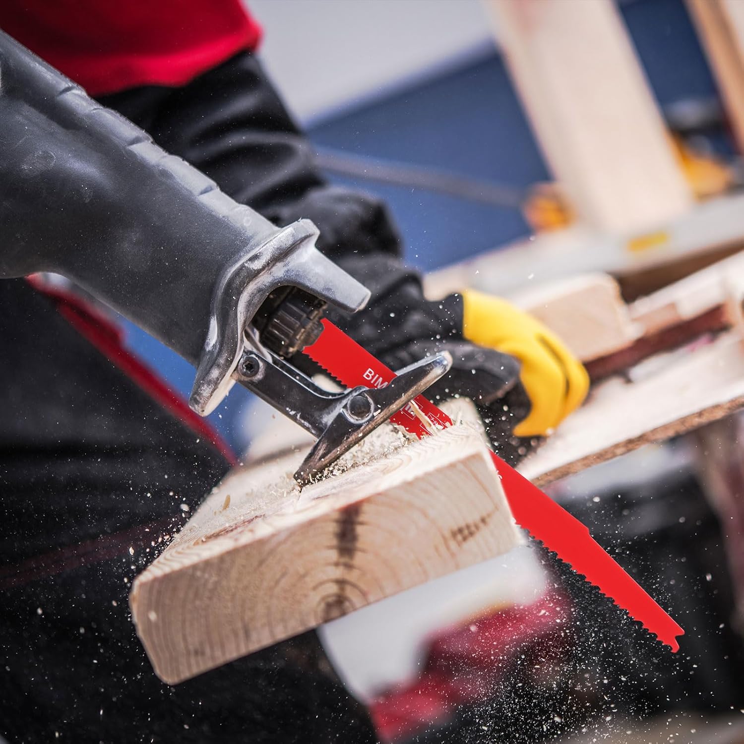 Gisafai 50 Pcs 6/12 Tpi Reciprocating Saw Blades Bi Metal Wood Cutting with Storage Case Pruner for Embedded PVC Pallets Longer Life and Faster Speed (9 Inch,6/12 Tpi)