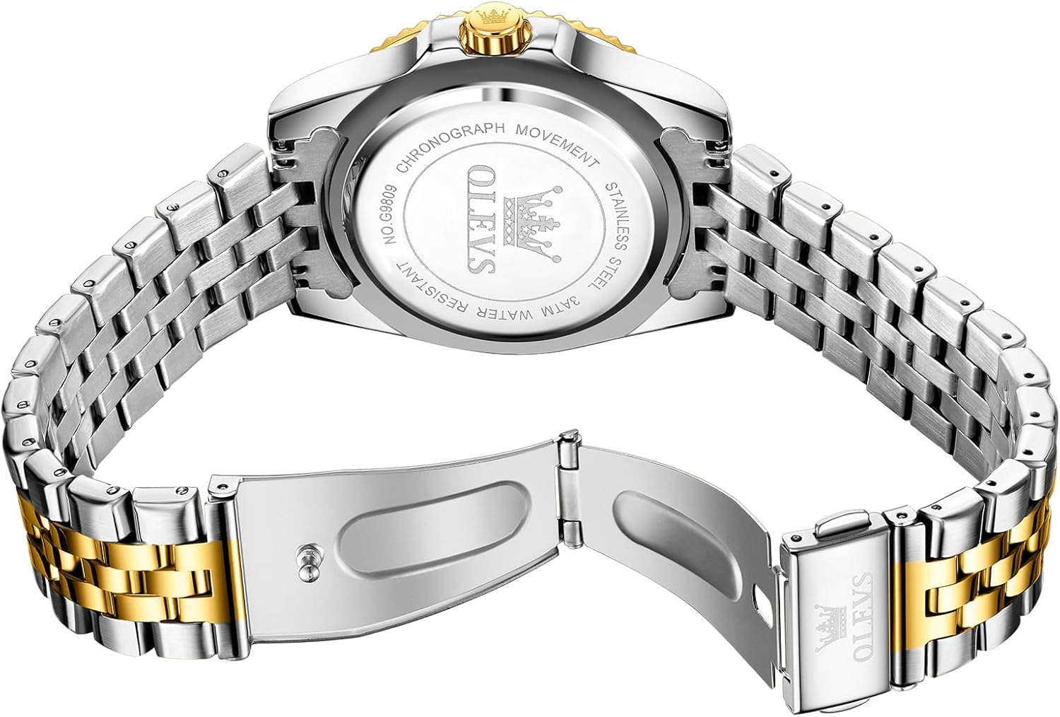 OLEVS Men's Stainless Steel Watches, Big Face Easy Read Analog Quartz Men Dress Watch with Calendar Date, Fashion Casual Waterproof Luminous Wrist Watches for Men - Image 8