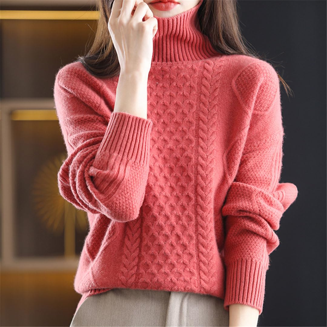 Suéter De Punto para Mujer, Jersey De Manga Larga con Cuello Alto, Suéter De Lana