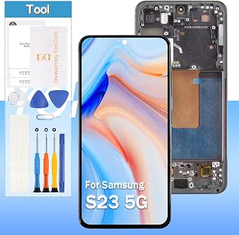 Screen Replacement for Samsung Galaxy S23 5G SM-S911u S911a S911w OLED LCD Display Touch Digitizer AssemblyBlack with Frame