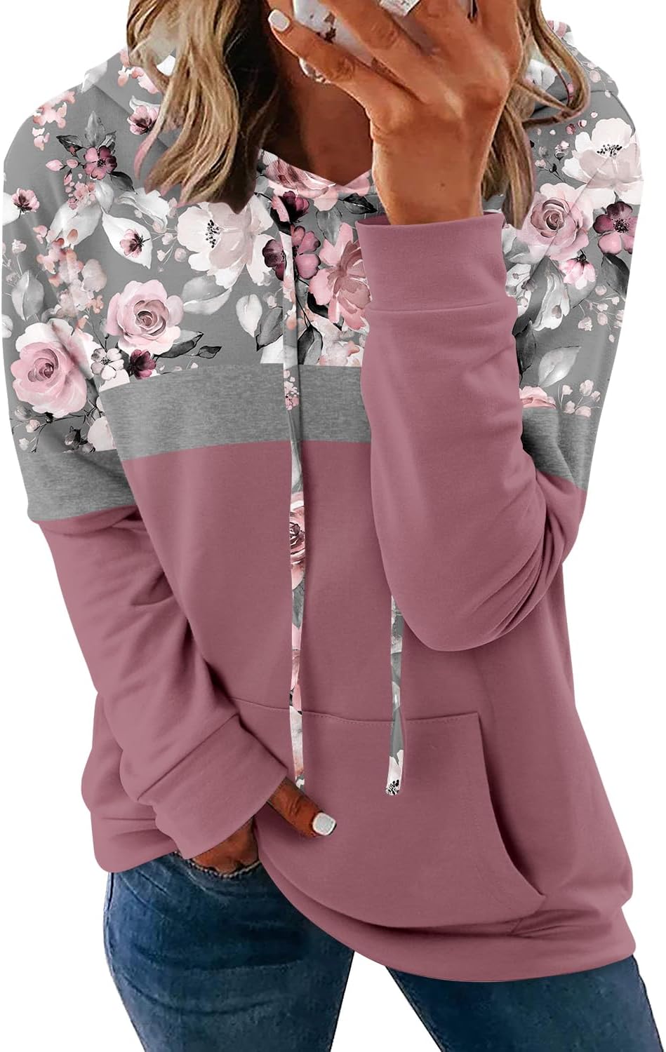 onlypuff Women's Pullover Hoodies Teen Girls Trendy Fall Fashion Tops Hooded Sweatshirts