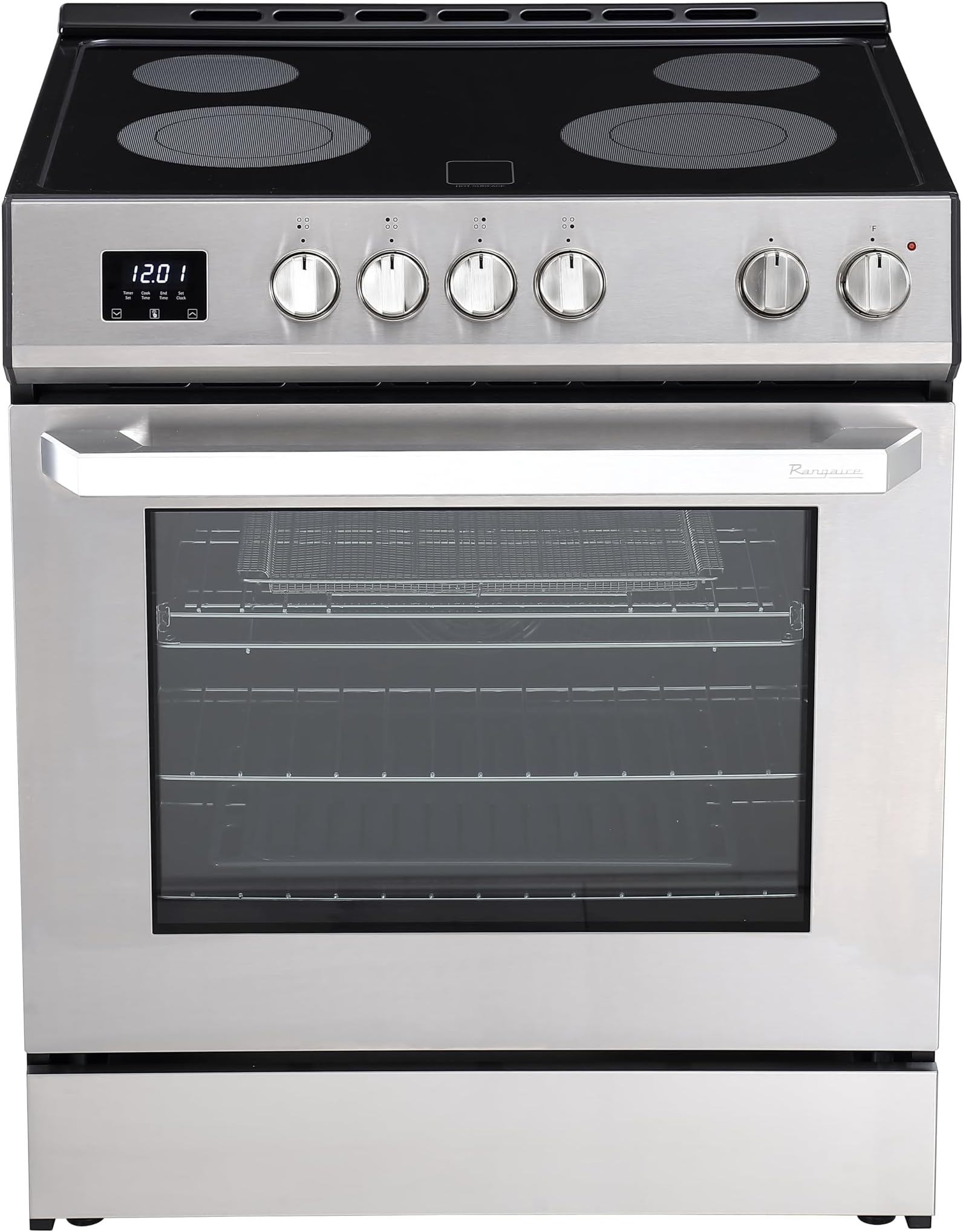 RRE303TS Electric Range Oven with Timer and AirFry Infrared Stove Burners, True Convection, Easy Reach Racks, 30", Stainless Steel