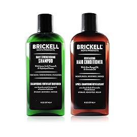 Brickell Men\'s Daily Revitalizing Hair Care Routine, Shampoo and Conditioner Set For Men, Mint and Tea Tree Oil Shampoo, Strength and Volume Enhancing Conditioner, Natural and Organic, Gift Set