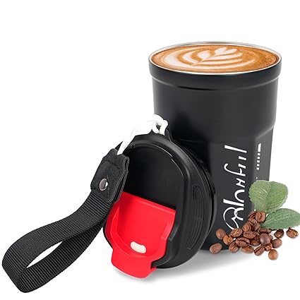 IRNATO 13.5oz Travel Mug,Double Walled Stainless Steel.for Water Coffee Cola Other Beverages.Fancy Cup Coffee Cup Car Thermos Cup Vacuum Keeps Drinks Hot or Cold (Black)