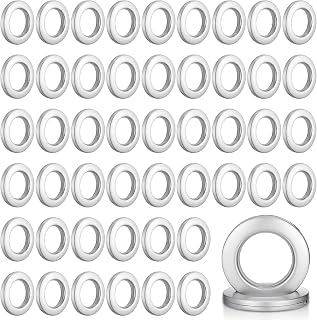 50 Packs Curtain Grommets 1-9/16 "(40mm) Inner Diameter Plastic Curtain Ring Eyelets Low Noise Grommets for Living Room Bathroom Window Curtains, Matte Silver