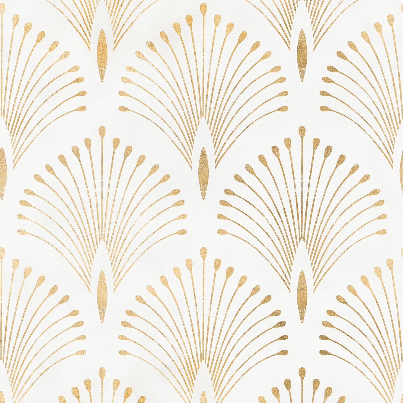 Papier peint Art déco blanc et doré adhésif rouleau mural 44,5 cm
