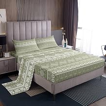 Boho Stripe Sheets Full Size Bohemian Aztec Bed Sheet Set for Kids Girls Women Teens Folkloric Art Decor Sheets Set Green Exotic Tribal Bed Sheets with Deep Pocket Fitted Sheet College Dorm