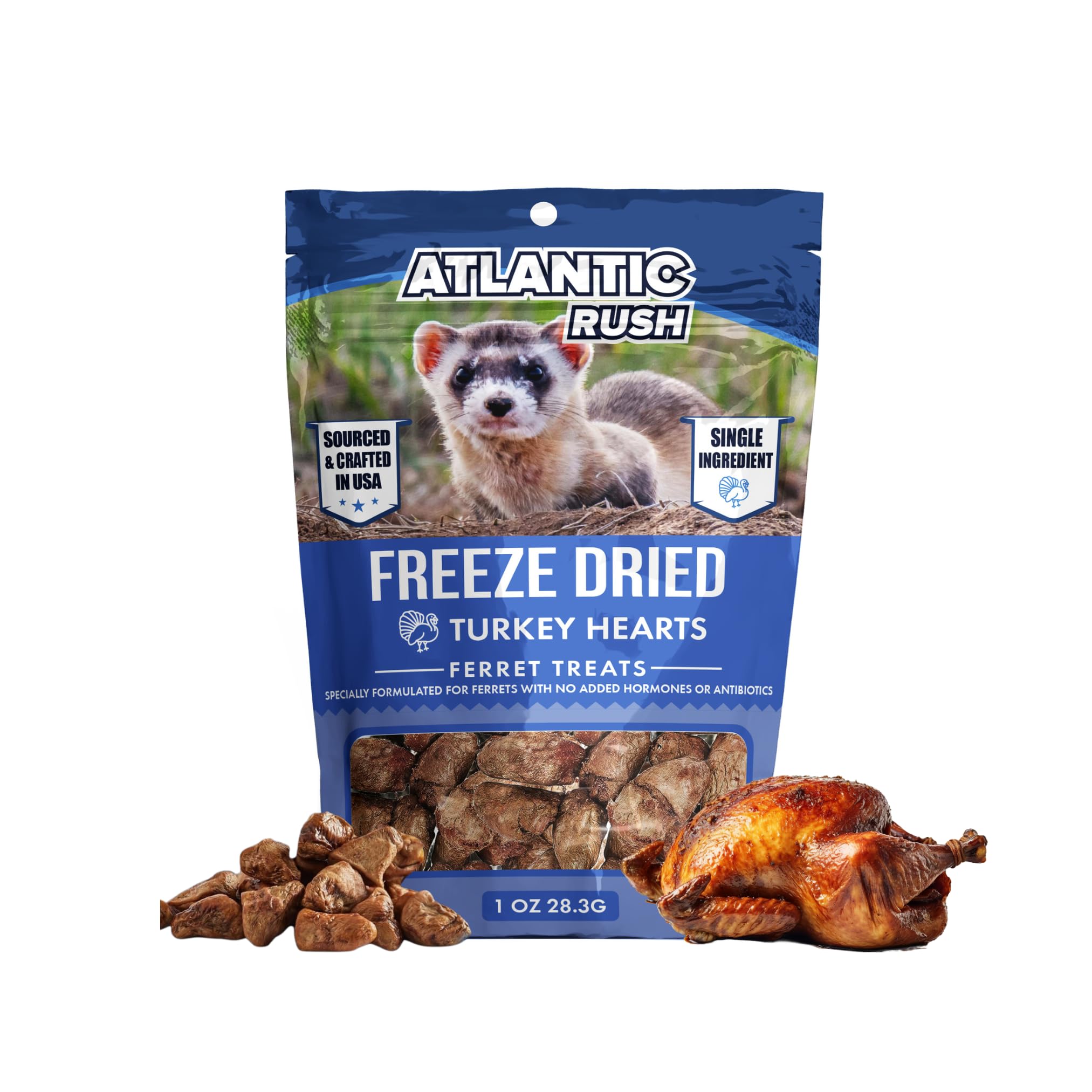 Freeze Dried Small Pet Treats - Resealable Bag of Treats for Ferrets - Ferret Snacks - Single Ingredient Ferret Food With No Preservatives Or Fillers- Small Animals Treats (1 oz, Turkey Heart)