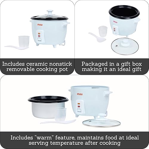 Miniatura 2 de IMUSA Arrocera eléctrica para 10 tazas cocidas 5 tazas sin cocer – Olla antiadherente de cerámica, olla multicocción para arroz, quinua, avena,