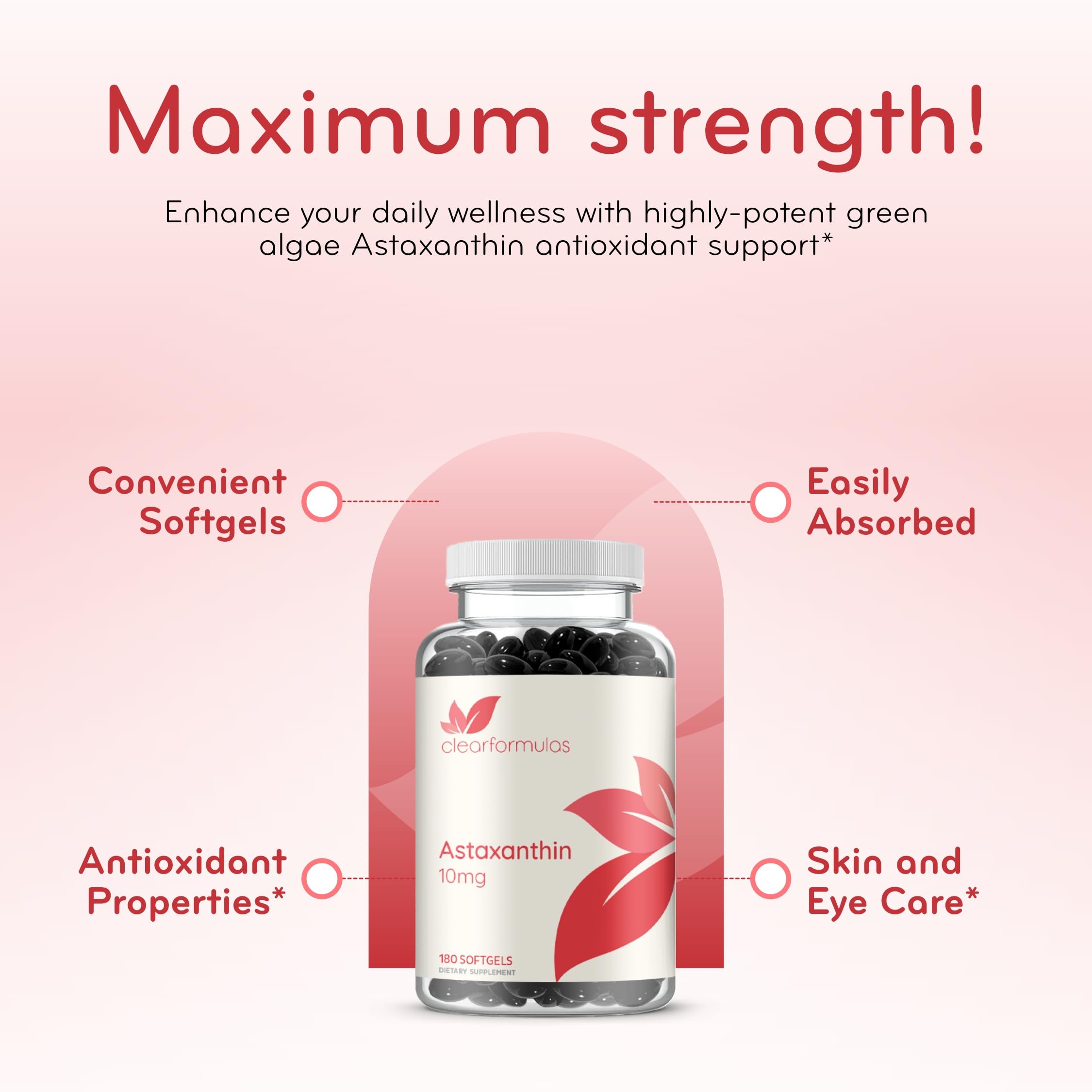 Algae Based Astaxanthin Supplement - Rapid Release Astaxanthin 10mg Non-GMO Super Potent Antioxidant and Carotenoid for Skin Immunity and Eye Health Support - Made in a cGMP US Lab (6 Month Supply) — Amazon image 5