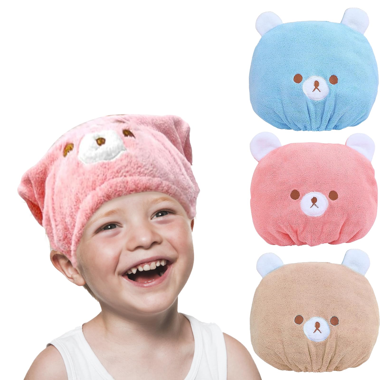 GUOYOU 3 Piezas Toalla Microfibra Pelo, Toalla Turbante, Toallas para Secar el Pelo, Toalla de Microfibra, Turbante de Secado Rápido, Toalla para el Pelo, para Mujer Niña Cabello Largo Rizado Grueso