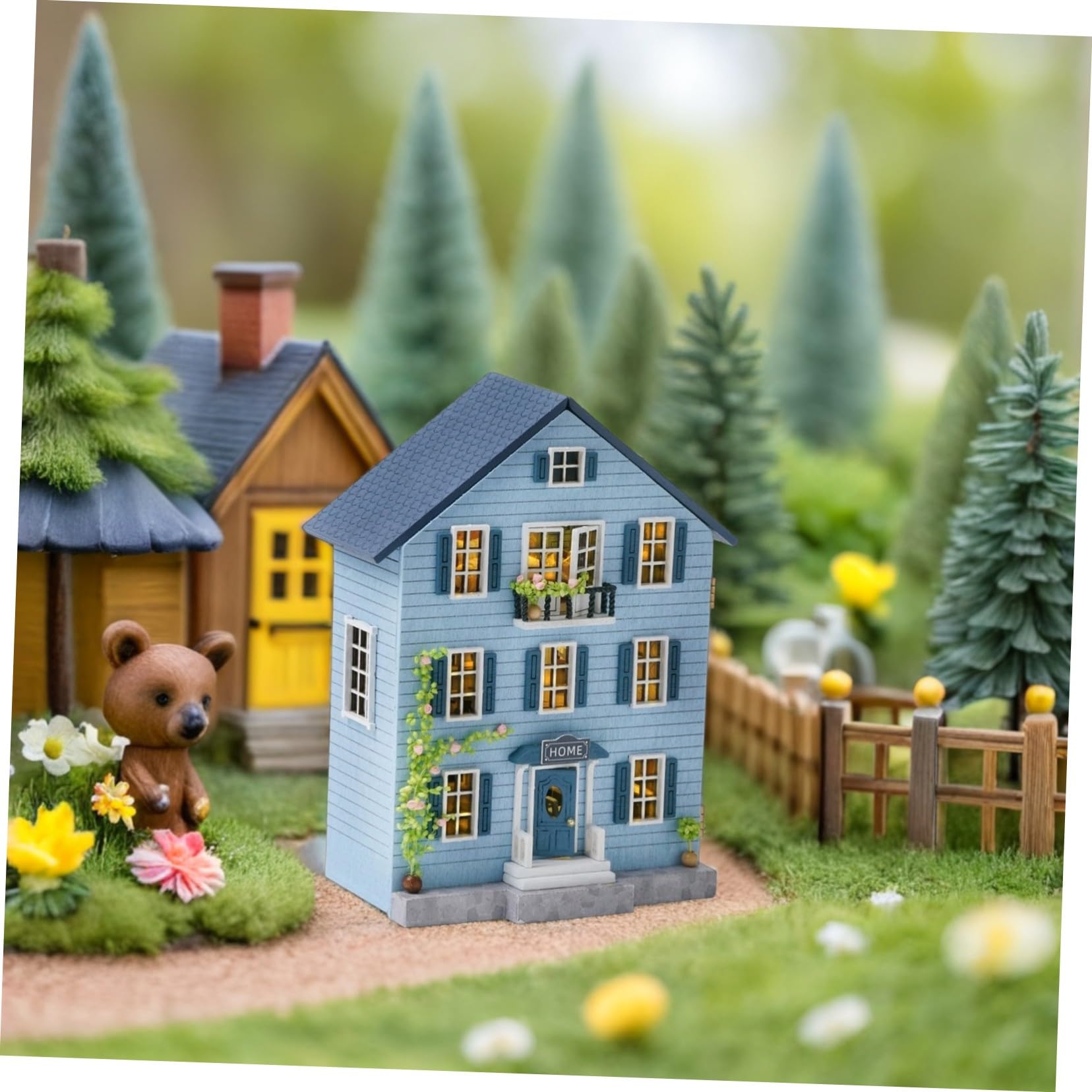 Abaodam Kit Mini Casa delle Bambole in Legno con Mobili Costruzione Artigianale Portatile per Adulti e Ragazzi Decorazione Natalizia Creativa e Collezionabile
