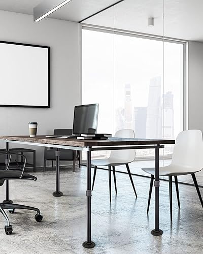 Miniatura 7 de MUZIK Juego de 4 patas de mesa de tubo industrial, patas de base de hierro para mesas auxiliares y mesas auxiliares, escritorios, mesitas de noche,