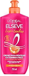 L'Oréal Paris Elseve Liso dos Sonhos Creme para Pentear, com Queratina Vegetal e AHA, Frizz Controlado por 72h, Proteção Térmica até 230°C e Alinhamento Capilar, 250ml