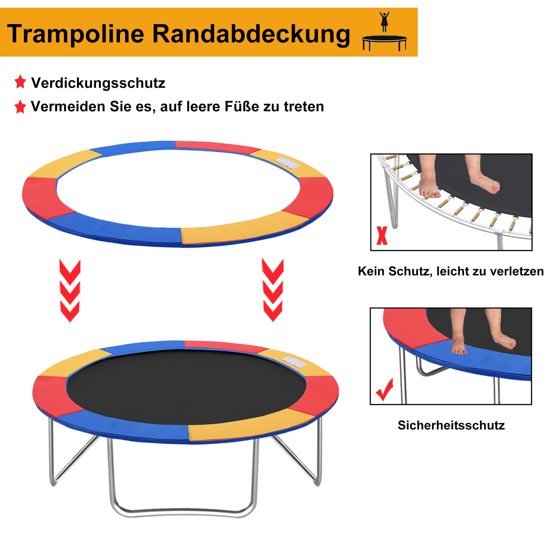Froadp Cubierta para borde de cama elástica, diámetro de 244 cm, 305 cm - 366 cm, protección de cantos, resistente a los rayos UV, resistente a la rotura, con muelles, accesorios para trampolines de fitness