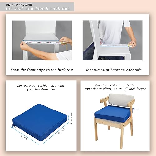 Miniatura 9 de JMGBird Juego de 2 cojines impermeables para muebles de patio de 19 x 19 pulgadas, resistentes al color, 3 años, cojines de exterior para muebles de