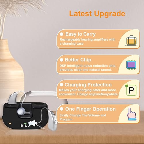 Miniatura 5 de BLJ Audífono recargable para adultos y personas mayores con reducción de ruido y supresión inteligente de retroalimentación, amplificador auditivo