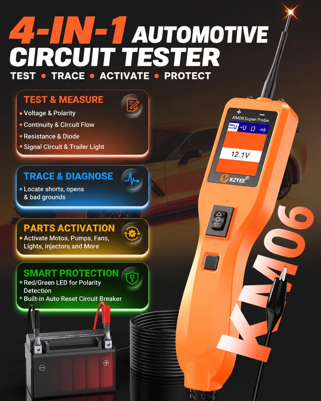 KZYEE KM06 Automotive Circuit Tester, Power Circuit Probe — Amazon image 2
