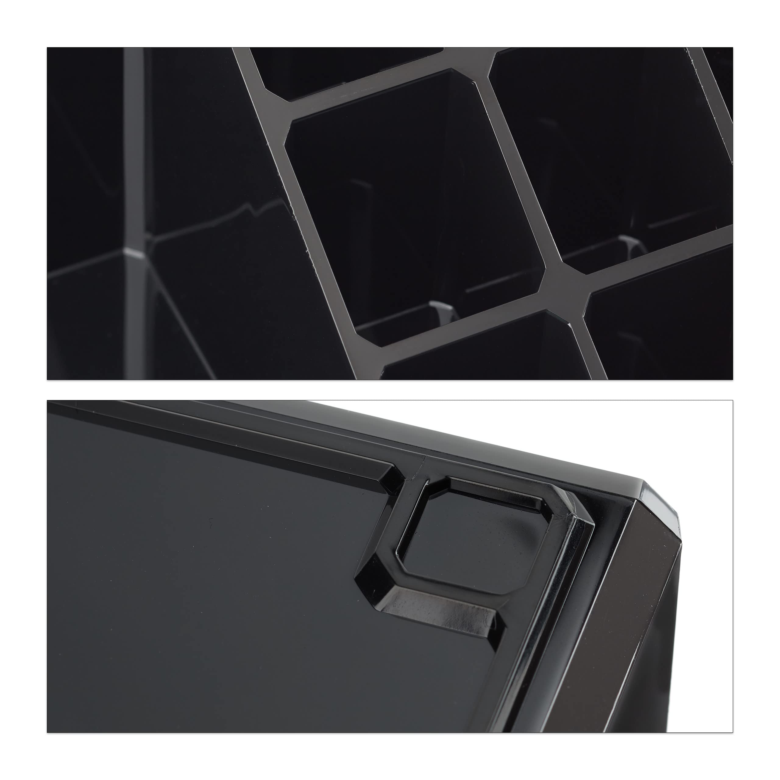 Relaxdays 2x Organizer Make-up, Contenitore con Porta-Rossetti e 4 Cassetti, Acrilico, Nero