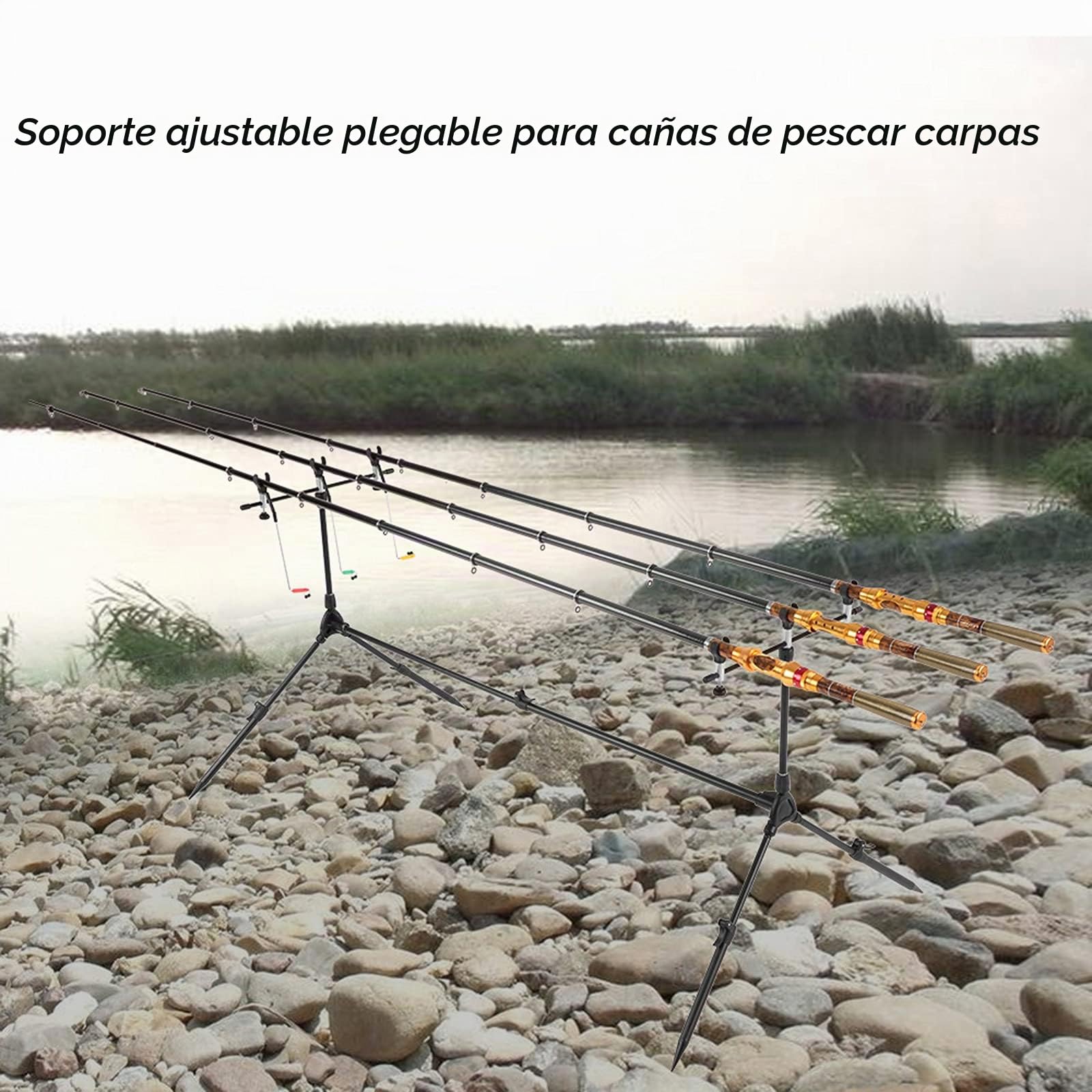 Carpa retráctil Ajustable Carpa de Pesca Soporte para vainas Soporte para vainas de caña de Pescar con 3 alarmas de mordida e Indicadores de Swingers,Pesca Rod Holder