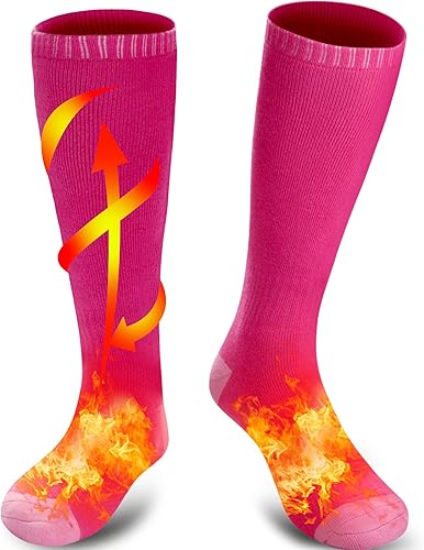 Rabbitroom Calcetines eléctricos con calefacción para hombres y mujeres, recargables, alimentados por pilas, con aislamiento térmico, para invierno,
