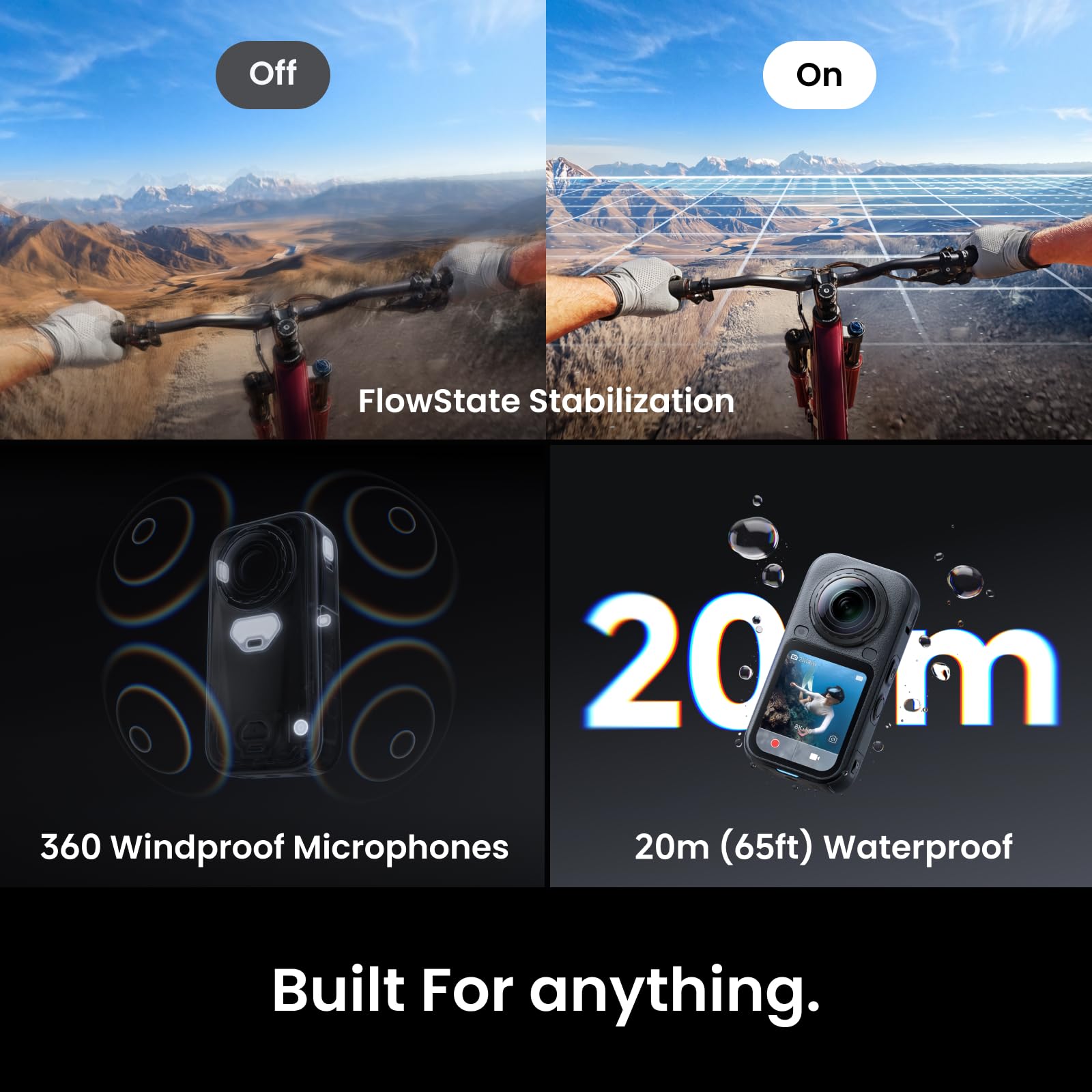 Insta360 X6 Essentials-Bundle– 8K 360 Grad Kamera mit 1/1,1"-Sensoren | Action-Kamera, zwei spezielle quadratische 1/1,1"-Sensoren, Dreifach-KI-Chip, Austauschbare Linse 2.0, 140 Minuten 8K Video