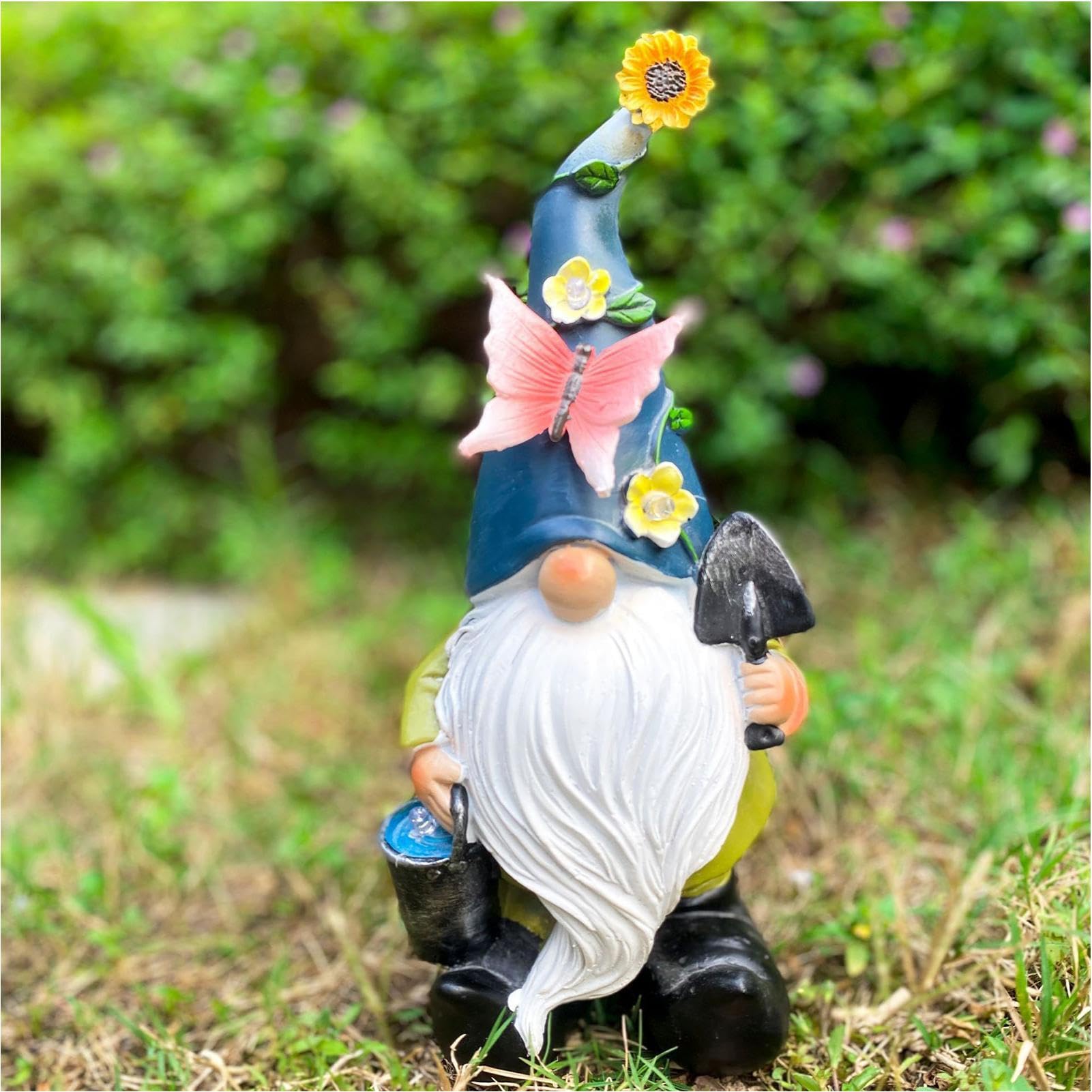 Statua di in Resina Decorativa da Giardino LED Divertenti E Impermeabili | Statuine Di Nani Ornamentali per Prato, Portico, Cortile, Giardino, Retro, Esterno, Paesaggio
