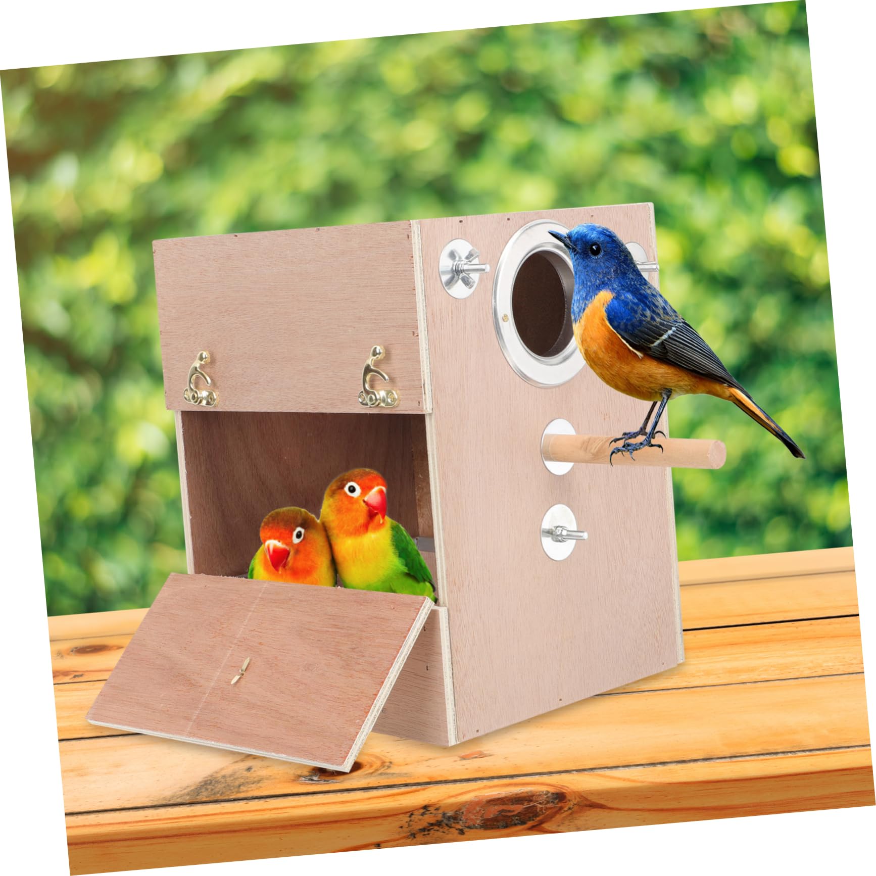 Kisangel Caja De Nidos De Pájaros Jaulas Ventana De Casa De Pájaros De Madera Casas De Pájaros Ver Casa Nido De Jardín Nido De Periquito De Madera Juguetes De Pájaros