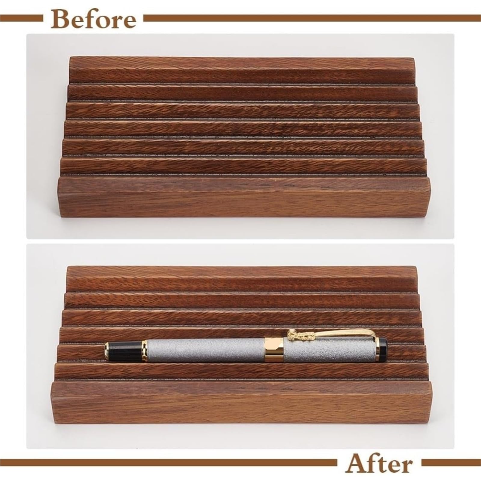 Expositor de Plumas Estilográficas Portalápices rectangular horizontal de nogal, organizador de escritorio de madera con 6 ranuras, elegante pluma estilográfica.