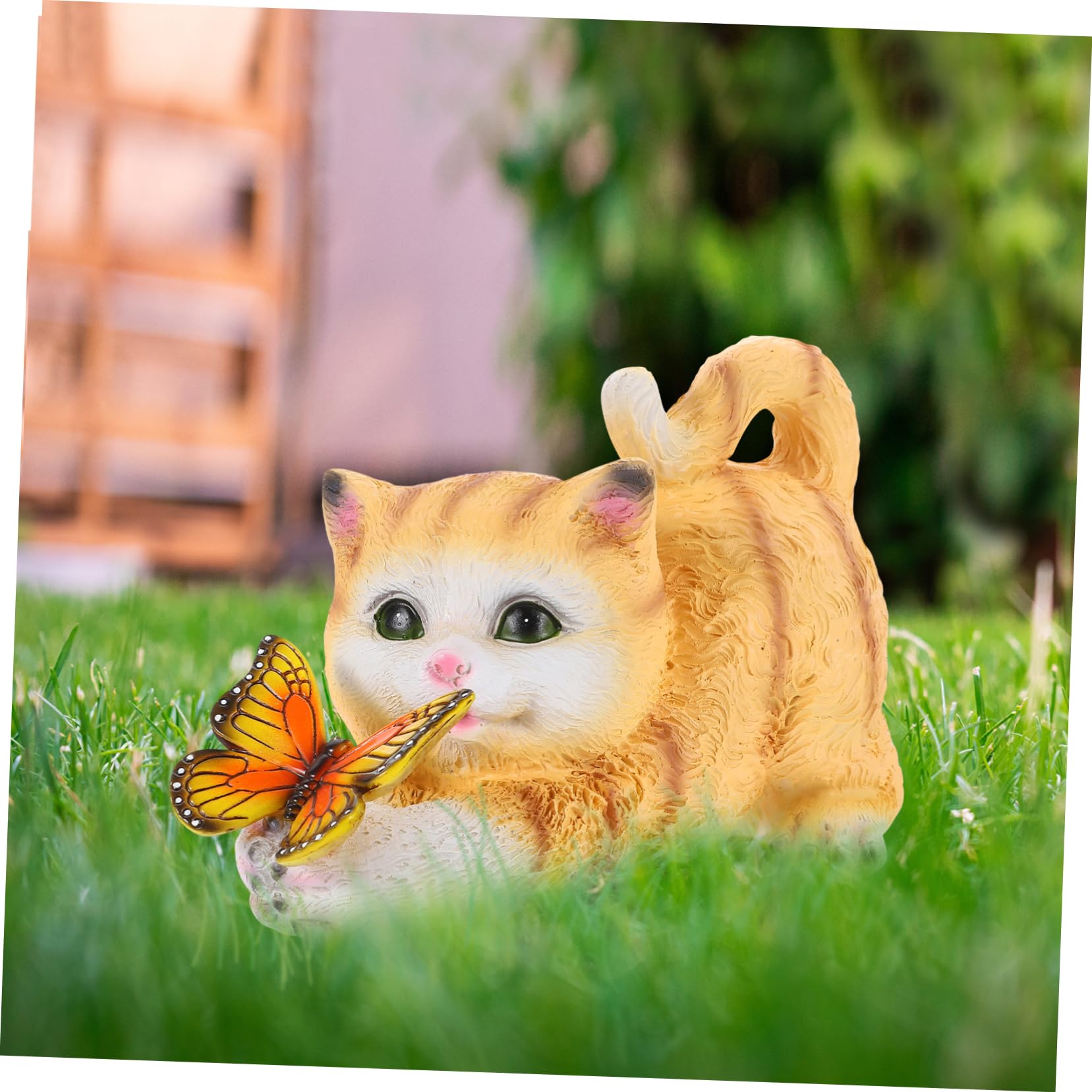 ibasenice Realistische Gelbe Katzenfigur aus Kunstharz als Dekorative Schreibtischdekoration und Space Matching Gartenskulptur für Sammler und Tierliebhaber