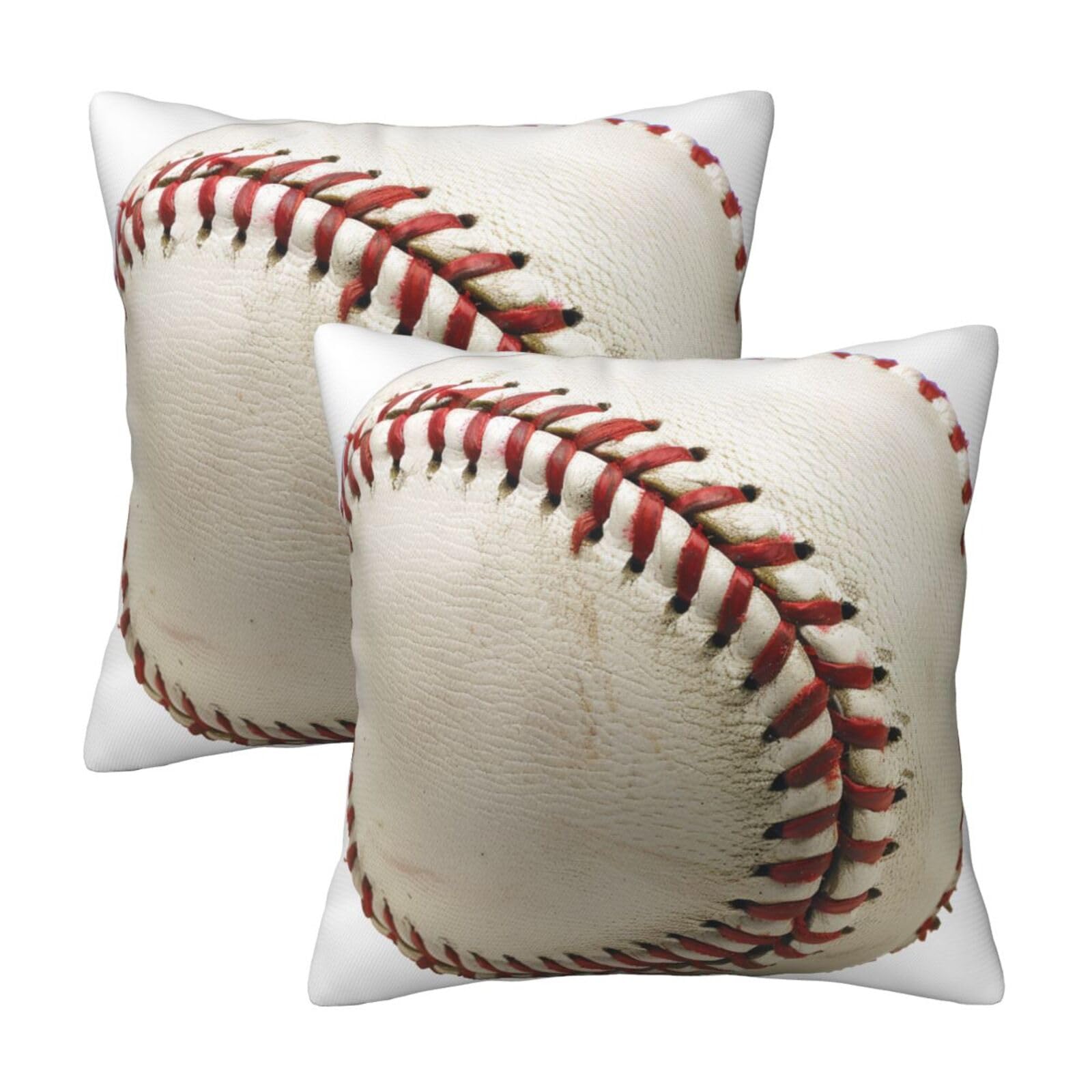 kkvhhyuo Sport Ball Baseball Print Pillow Covers Set of 2, Square Decorative Cushion Covers with Hidden Zipper, Throw Pillow Cases for Living Room Sofa Bed Chair, 50x50 cm