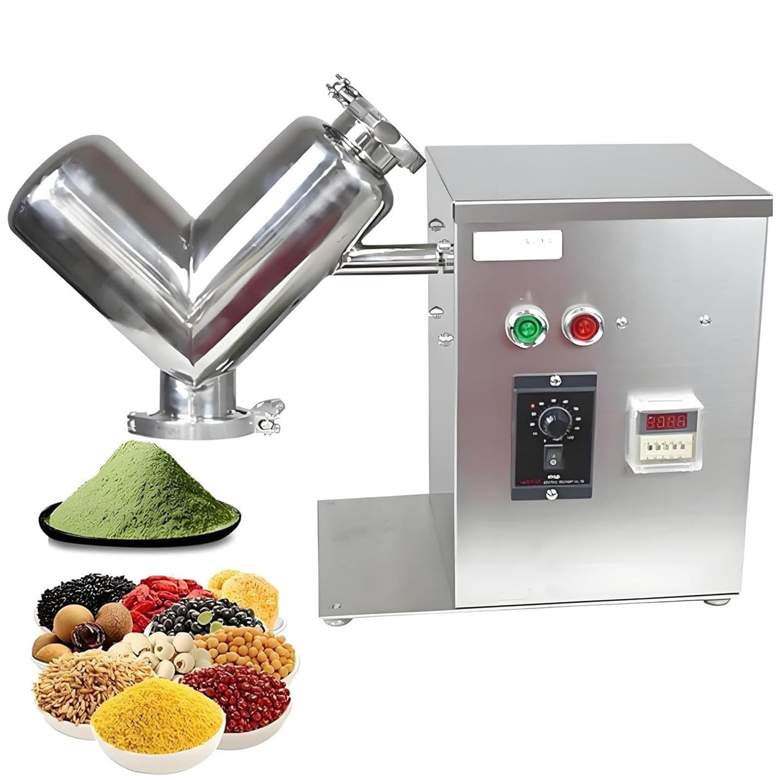 2-litrowy obrotowy blender ze stali nierdzewnej, elektryczny mikser do małych suchych proszków/granulatów, mieszalnik do proszków typu V, szybki blender spożywczy, do laboratorium,