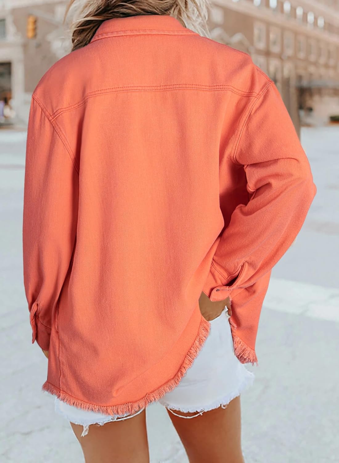 Dokotoo Women’s Oversized Denim Jacket Casual Long Sleeve Denim Shirts Distresse Jean Jacket Fall Outfits 2025