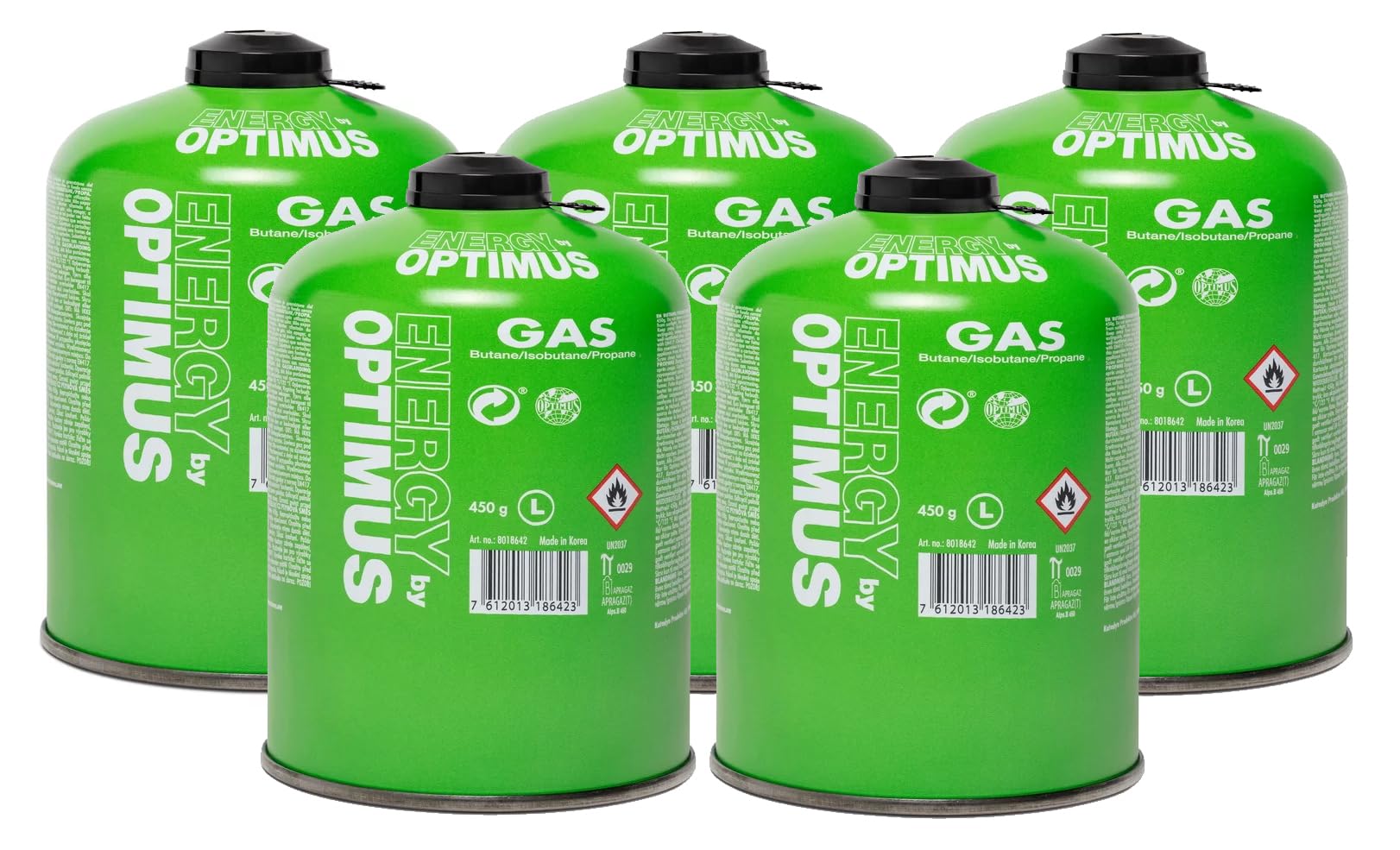 Generisch 5 x Optimus Ventil-Gaskartuschen 450g