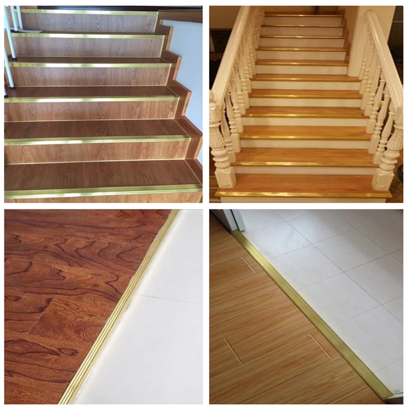 Bordi per pavimenti in marmo Profilo di soglia in metallo solido laminato for piastrelle, profilo for gradini di scale interne ed esterne, oro