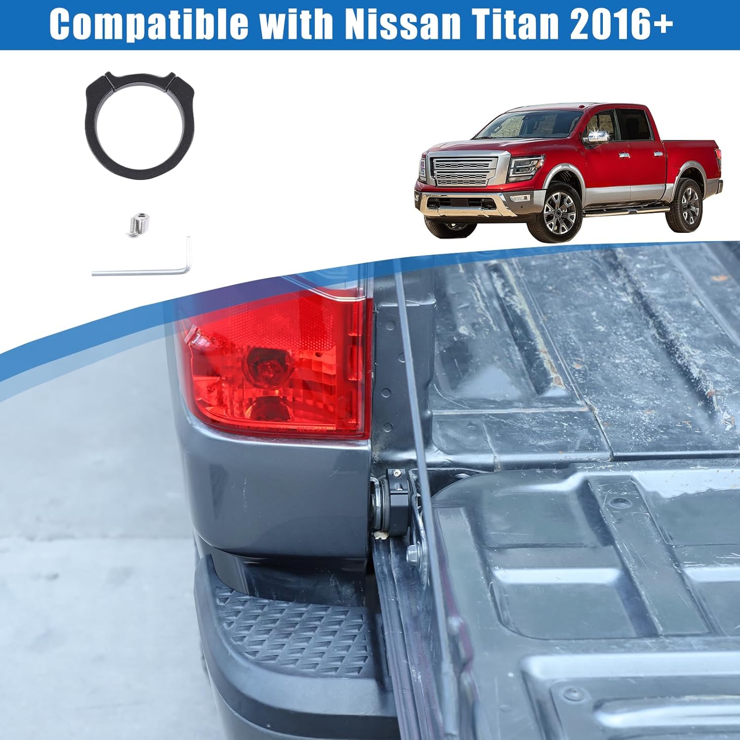 Car Tailgate Anti-Theft Lock Compatible with Nissan Titan 2016-2026，Aluminum Tailgate Security Device Truck Bed Tail Gate Lock Accessories (Black)