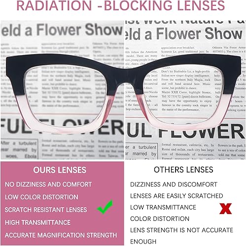 Miniatura 5 de SIGVAN Paquete de 6 lentes de lectura estilo Oprah, bloqueo de luz azul, cuadrados, para computadora, bisagra de resorte, para mujeres y hombres