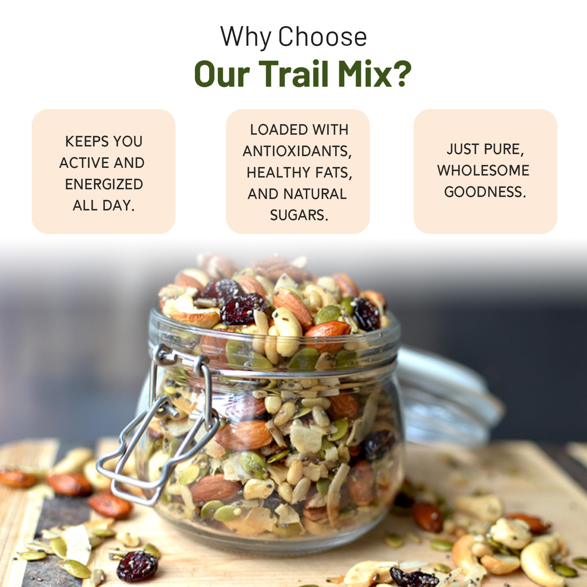 Nutty Muni Trail Mix, 9-in-1 Mixed Dry Fruits & Berries with Almonds, Cashews, Raisins, Black Raisins and Seeds, High in Protein & Dietary Fibre, Healthy Snacks (250g)