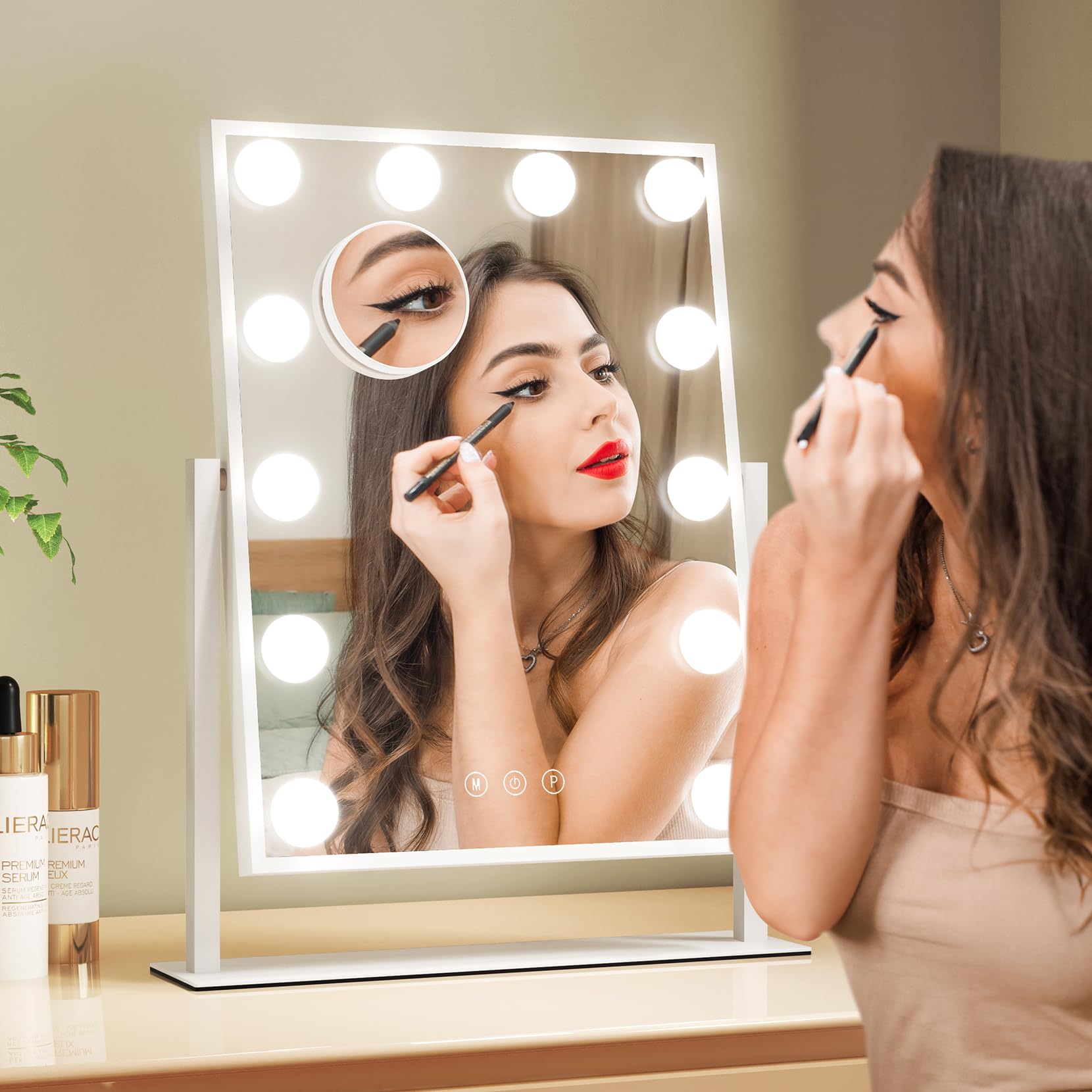 女優ミラー 10倍拡大鏡 ハリウッドメイクアップミラー　三色調光　USB 女優ミラー 10倍拡大鏡 ハリウッドメイクアップミラー三色調光USB