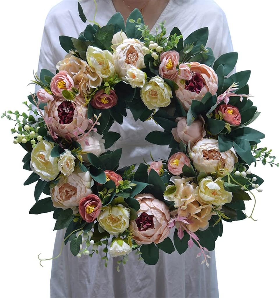 Wedding Rattan Woven Simulation Garland Wall Decoration Pendant Bedroom Rose Door Knocker