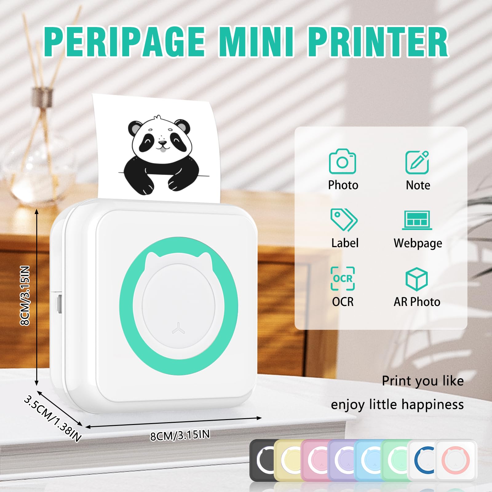 Mini drukarka do smartfona, drukarka fotograficzna do smartfona, przenośna drukarka termiczna Kompatybilna z systemem iOS i Android, bezprzewodowa kieszonkowa termiczna drukarka etykiet Bluetooth