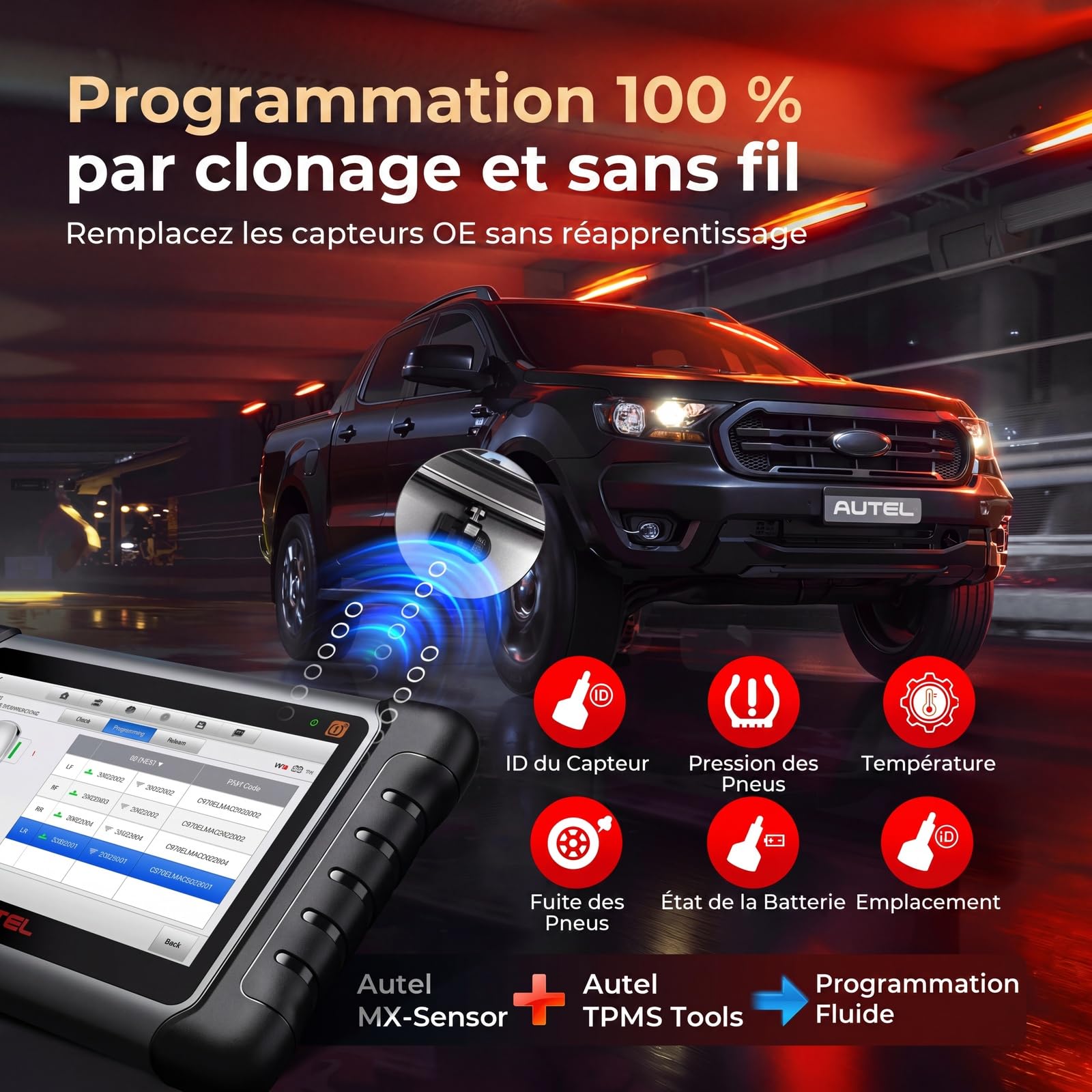 Autel RDKS 2 en 1 MX-capteur à double fréquence, capteurs TPMS de niveau OE pour 99% des voitures, capteur de pneu 100% programmable, fonctionne avec TS408S TS501Pro TS508WF TS601 Outil TPMS (valve en