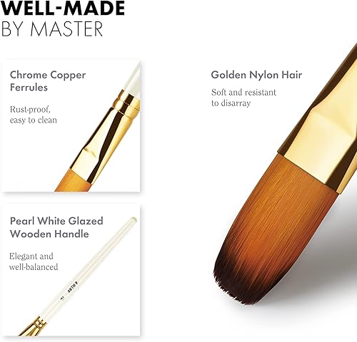 Miniatura 10 de ARTIFY - Juego de 15 pinceles para pintura acrílica al óleo y acuarela, incluye estuche de transporte desplegable con cuchillo de paleta y 2