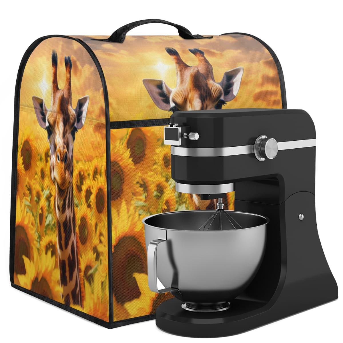 Coffee Maker Cover Giraffe Sunflower Kitchen Appliance Covers Small Appliance Covers Blender Cover Juicer Cover Dust Covers for Kitchen Appliances with Top Handle and Pockets,Washable,C726