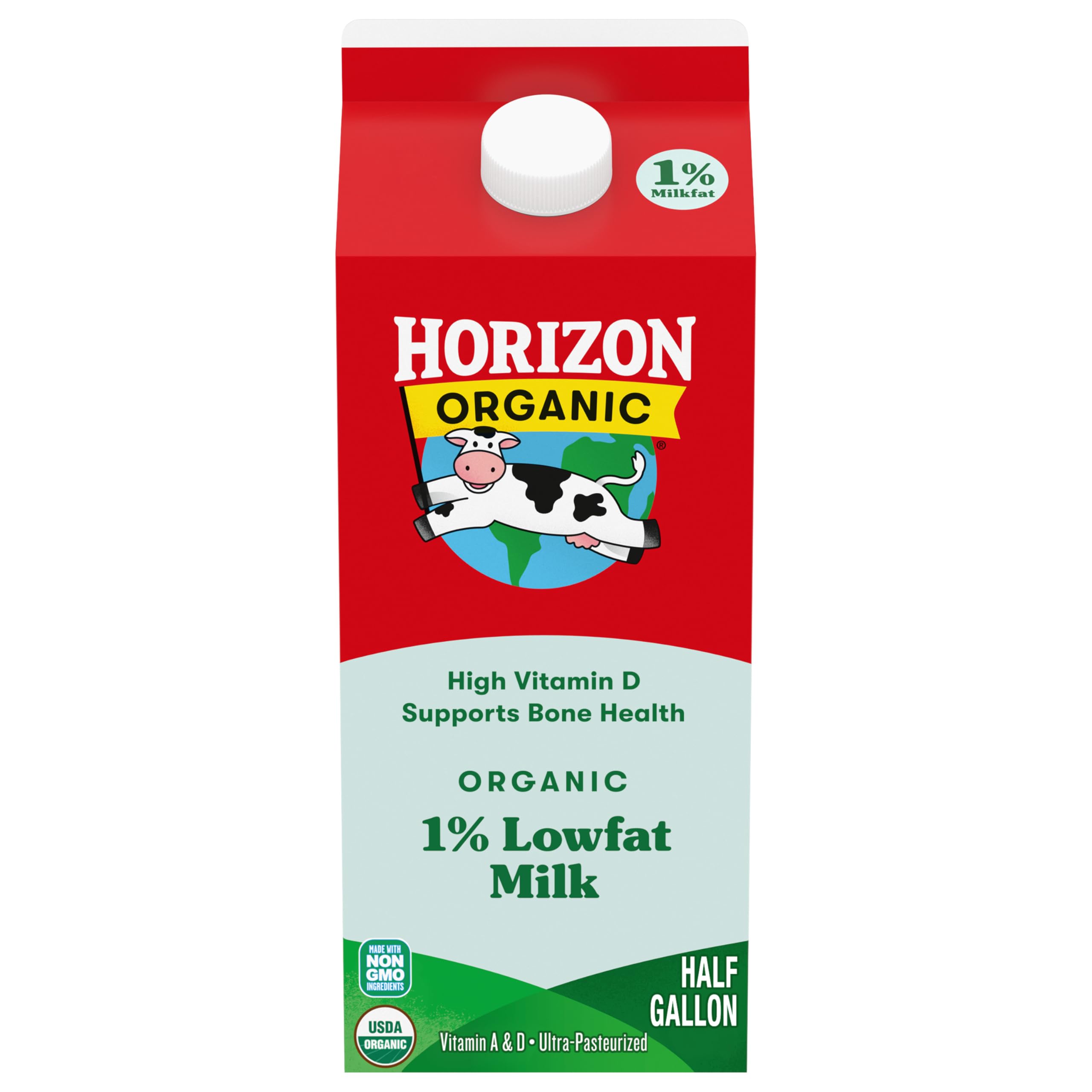 High Vitamin D 1 Percent Milk, Delicious High Vitamin D Lowfat Milk, 64 fl oz Half Gallon Carton