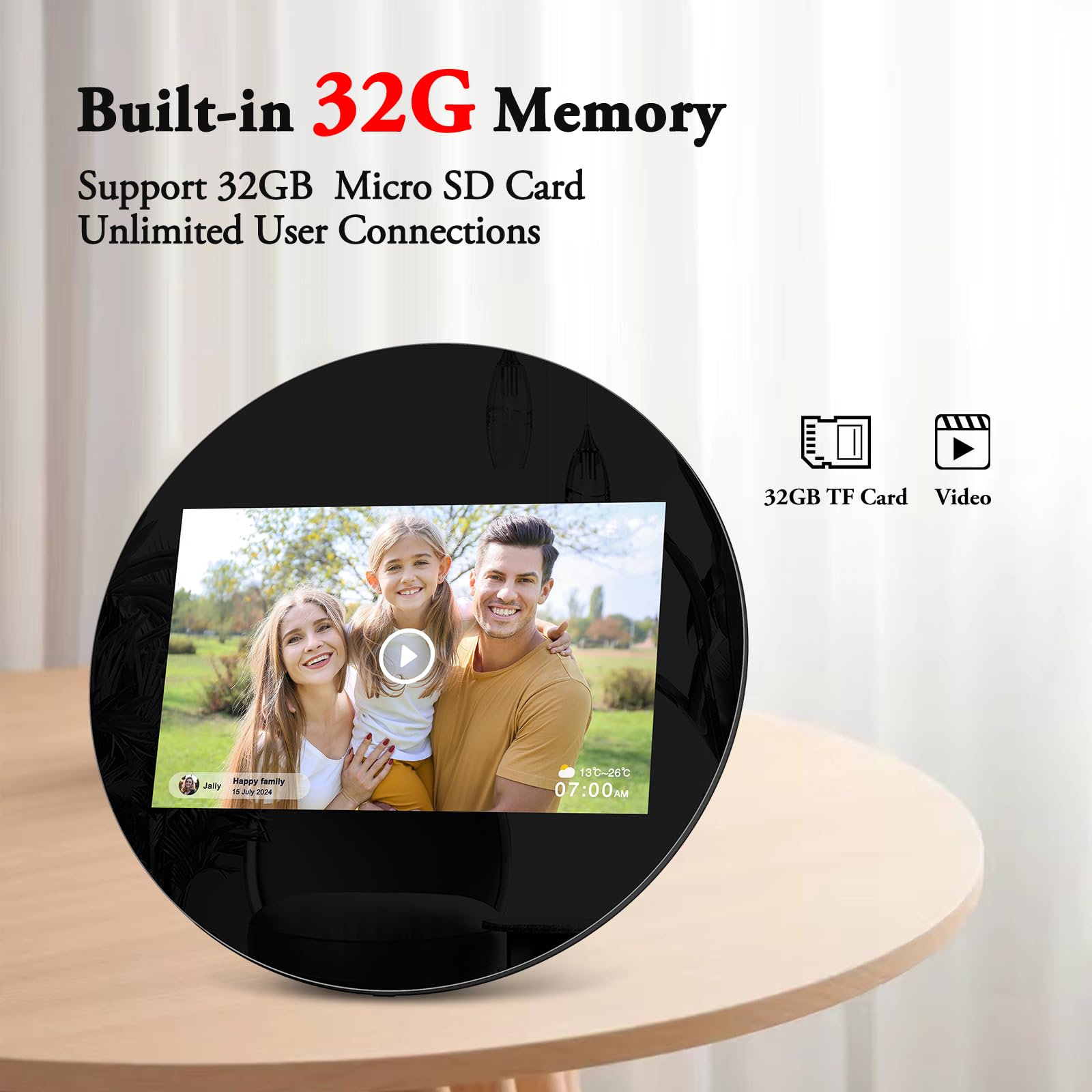 SAMMIX - Cyfrowa ramka na zdjęcia 10,1 cala, IPS HD, pamięć 32 GB, pokaz slajdów, łatwe udostępnianie zdjęć i filmów za pomocą