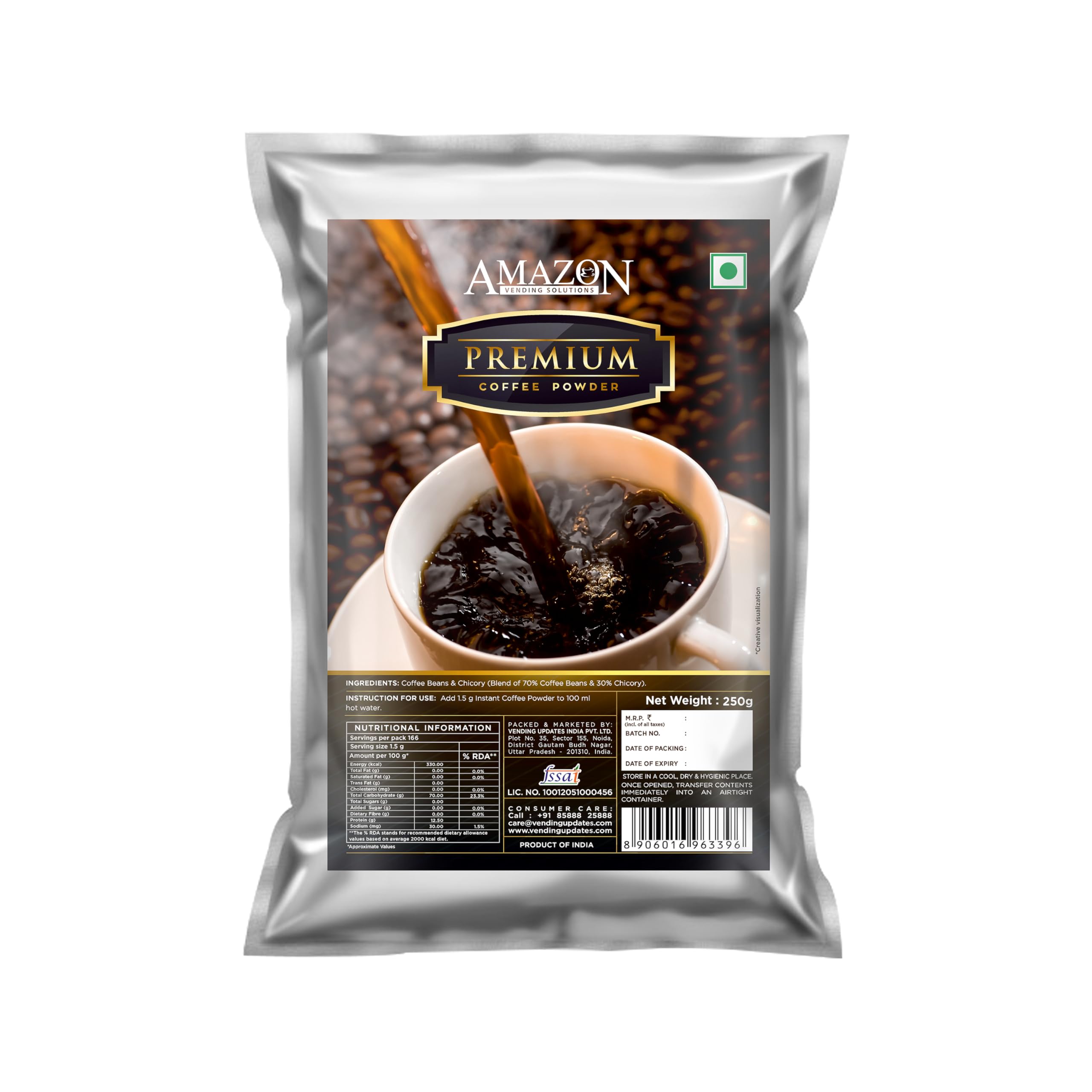 AMAZON Premium Coffee Powder | Instant Coffee Powder for Hot Beverage Machine | 250g