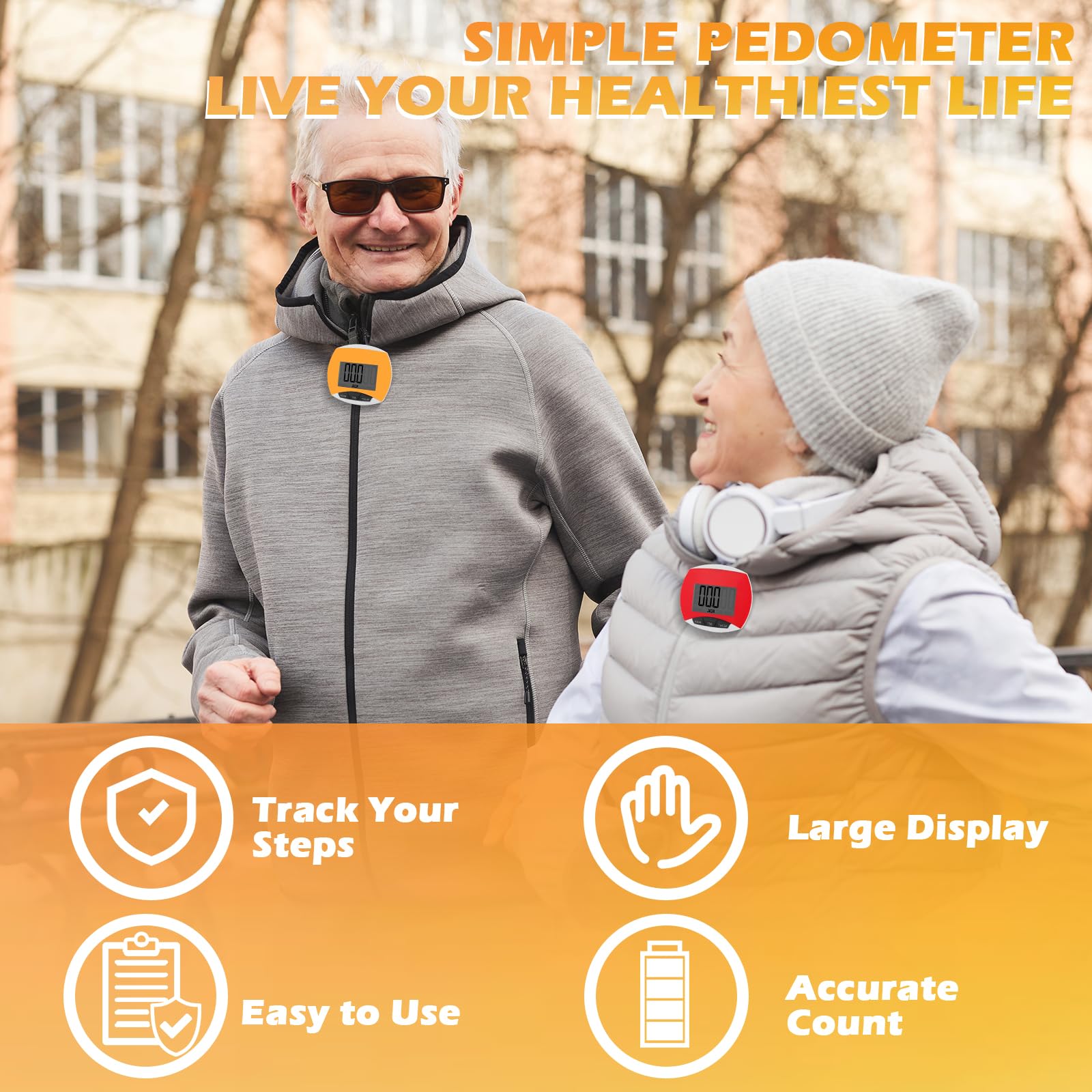 Copkim Lot de 9 podomètres simples en vrac pour la marche et les kilomètres avec calories brûlées - Portable - Pour personnes âgées, hommes, femmes, jogging, randonnée, course à pied