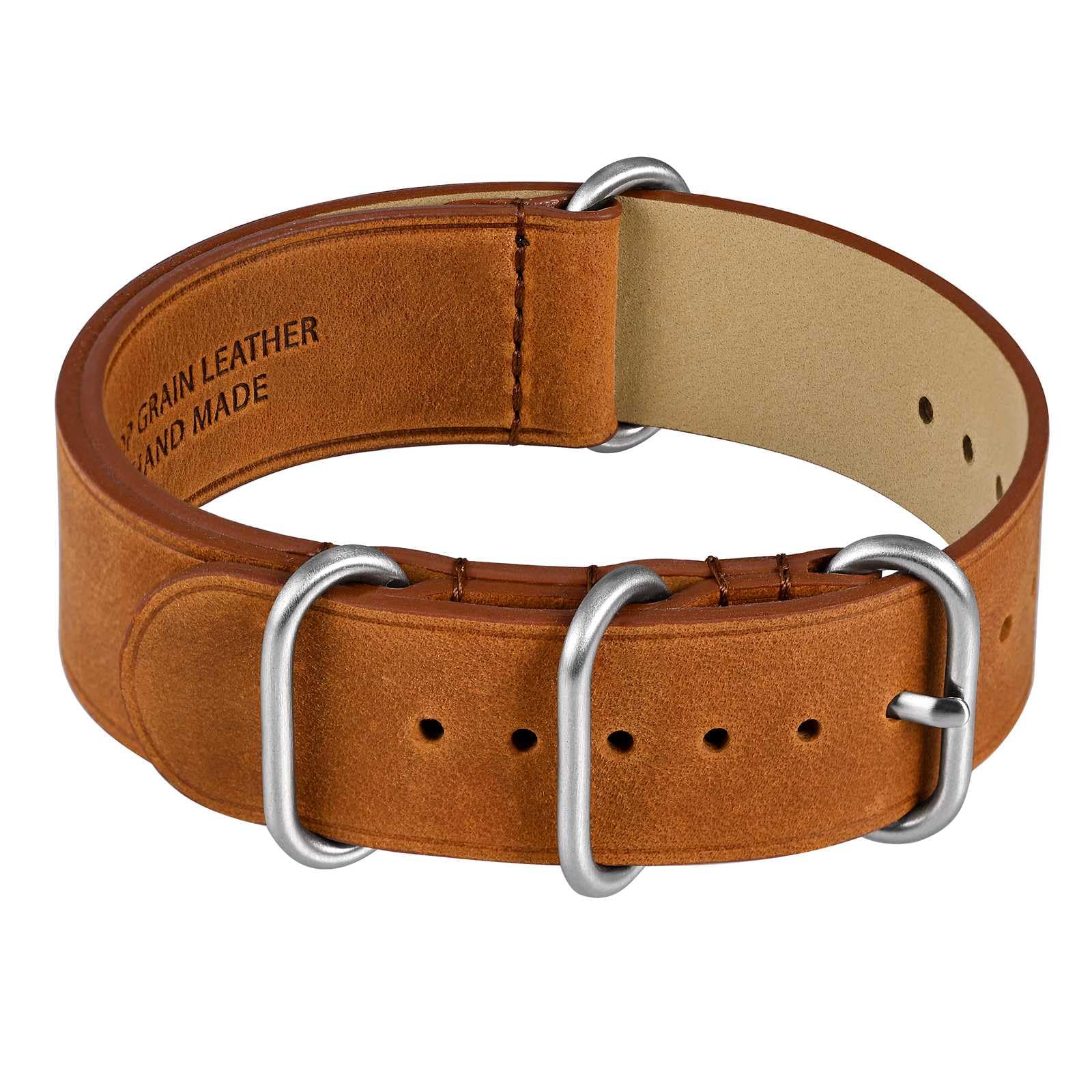 [WOCCI] Watch Strap Genuine Leather Zulu 18mm 20mm 22mm Replacement Watch Band Vintage Leather Watch Band, 22 mm, Leather Stainless Steel : Clothing, Shoes & Jewelry